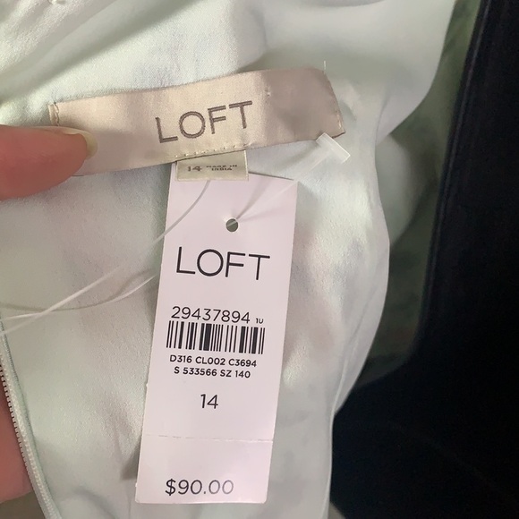 LOFT Floral Tunic Tie Back Bell Sleeve Boho Style Mini Dress Size 14 - Picture 13 of 16